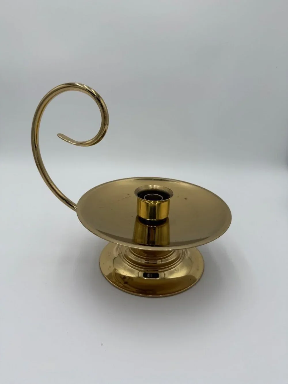 Vintage Baldwin Brass Chamberstick Candle Holder Large Swirl Handle